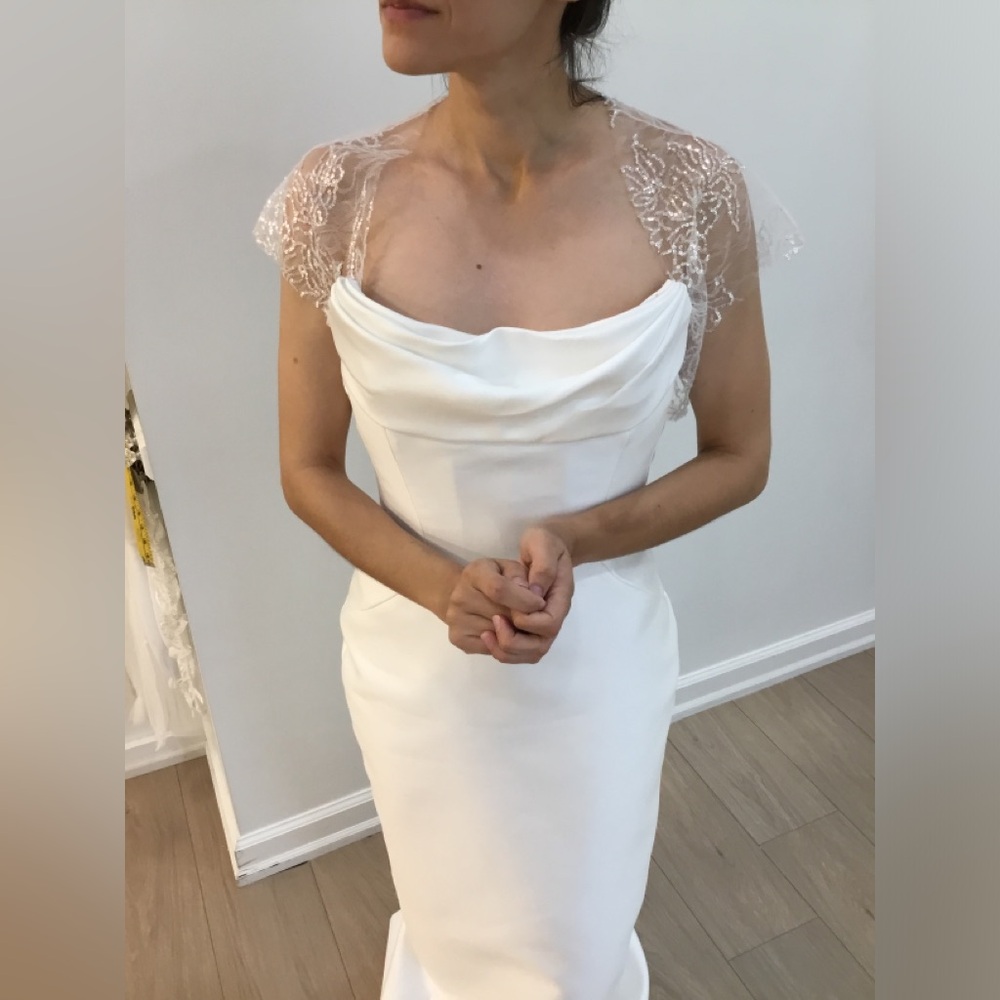 Sequin Cap-sleeve Lace Bridal Cover-up